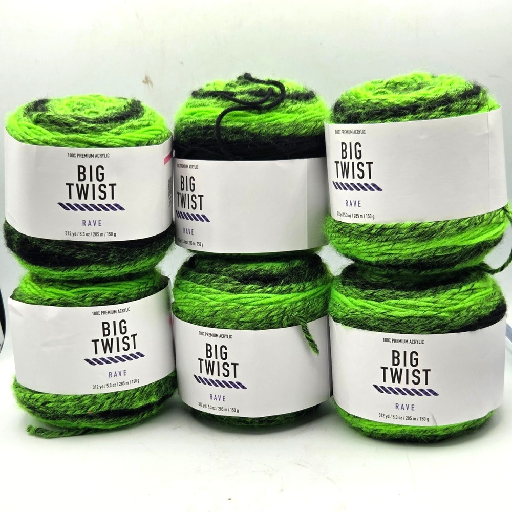 Yarn Big Twist Rave Electric Slime Bundle of 6